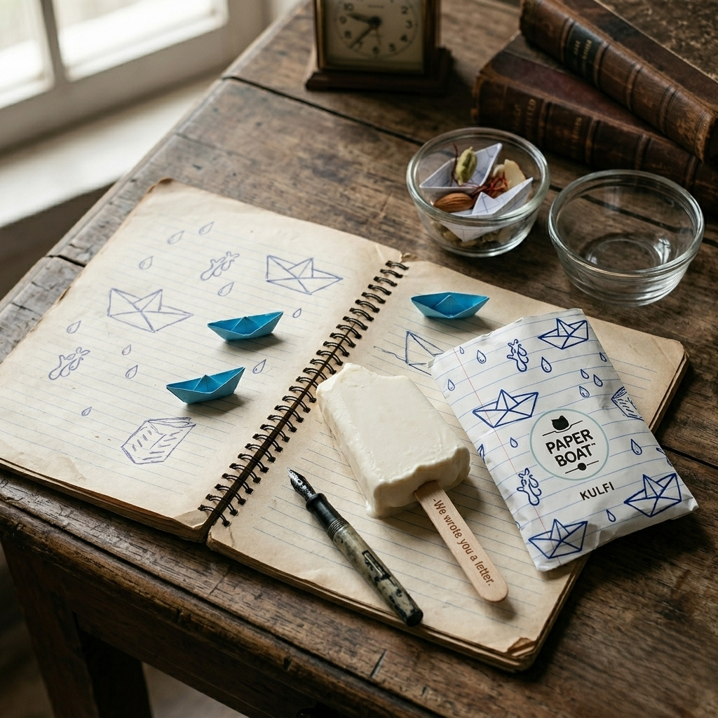 Paper Boat Kulfi stick with "We wrote you a letter"